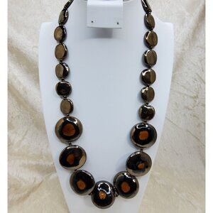 vintage kenya bulawaya fired clay/ceramic disk handcrafted necklace